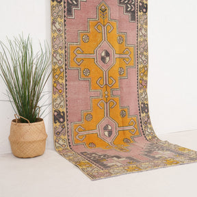 Pink and Gold Area Wool Rug
