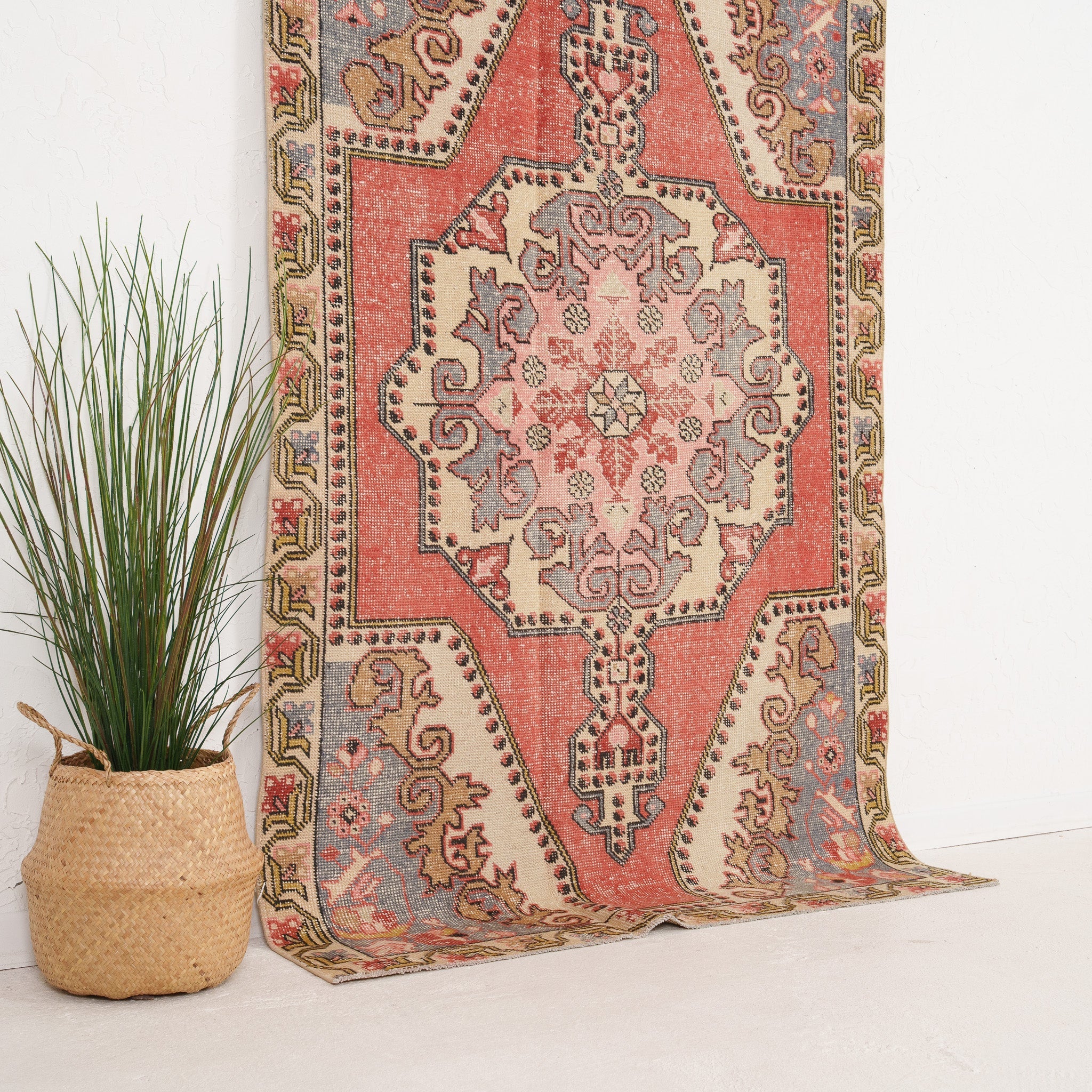 Red and Beige Area Wool Rug