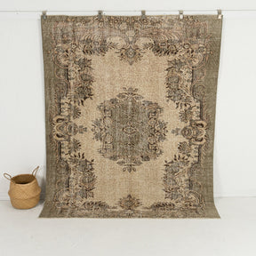 Handmade 6x8 area rug in beige, ideal for a cozy 