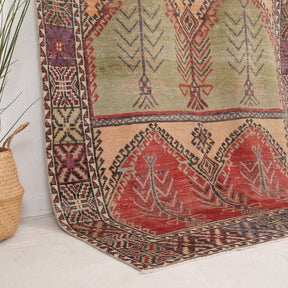 Red and Green Area Wool Rug