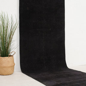 Black and  Runner Wool Rug