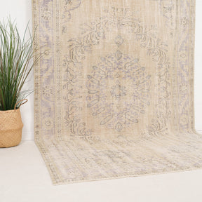 Beige and Blue Area Wool Rug