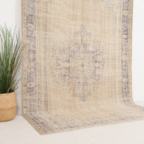 Beige and Blue Area Wool Rug