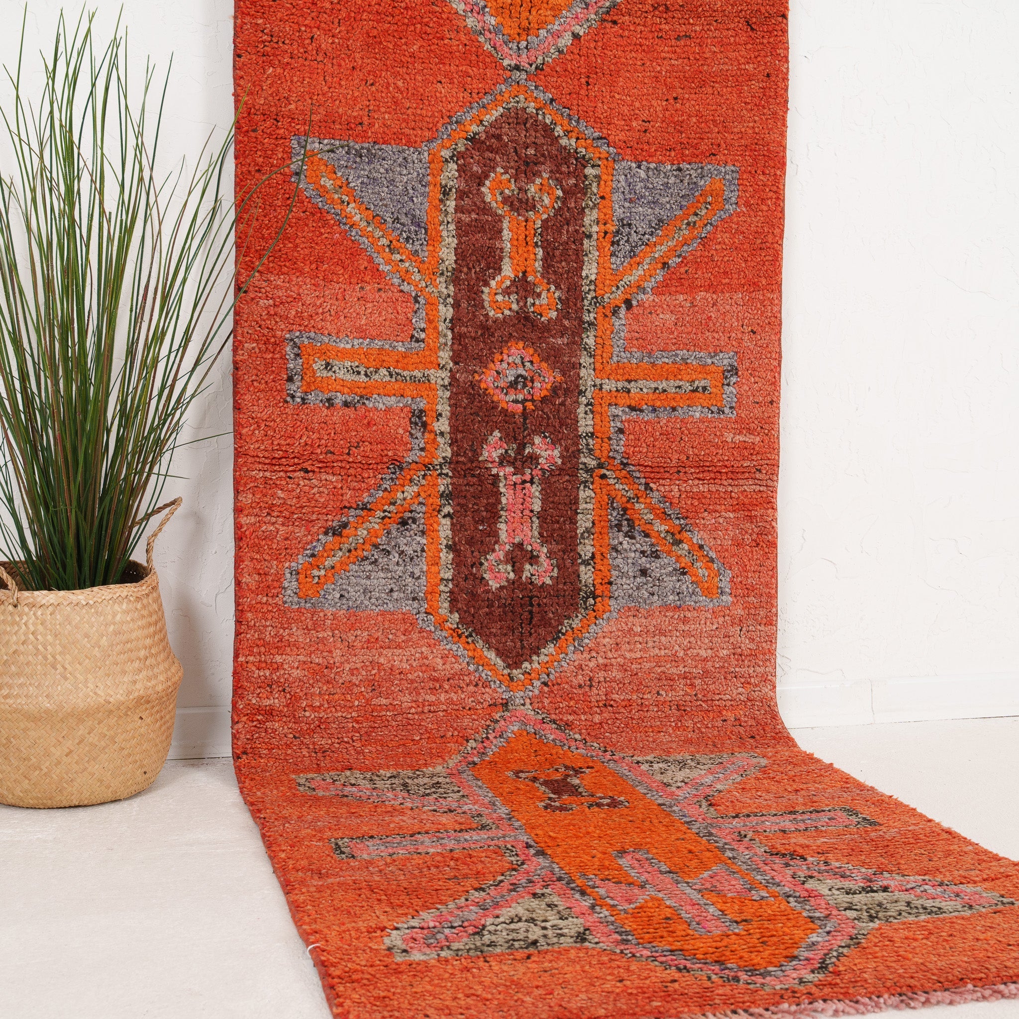 Orange and Red Runner Wool Rug