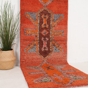 Orange and Red Runner Wool Rug