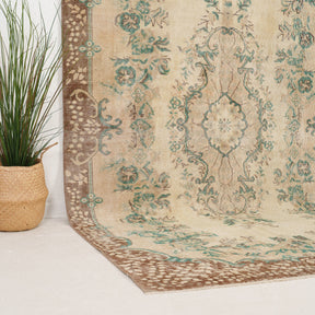Beige and Brown Area Wool Rug