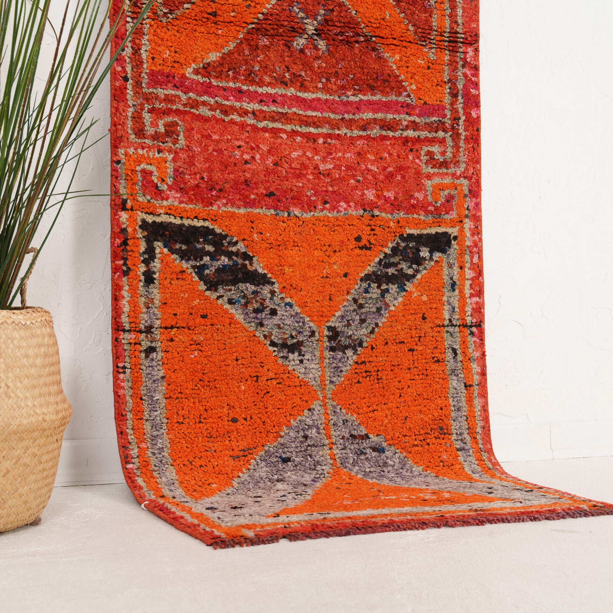 Orange and Gray Area Wool Rug