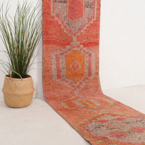 Orange and Beige Runner Wool Rug