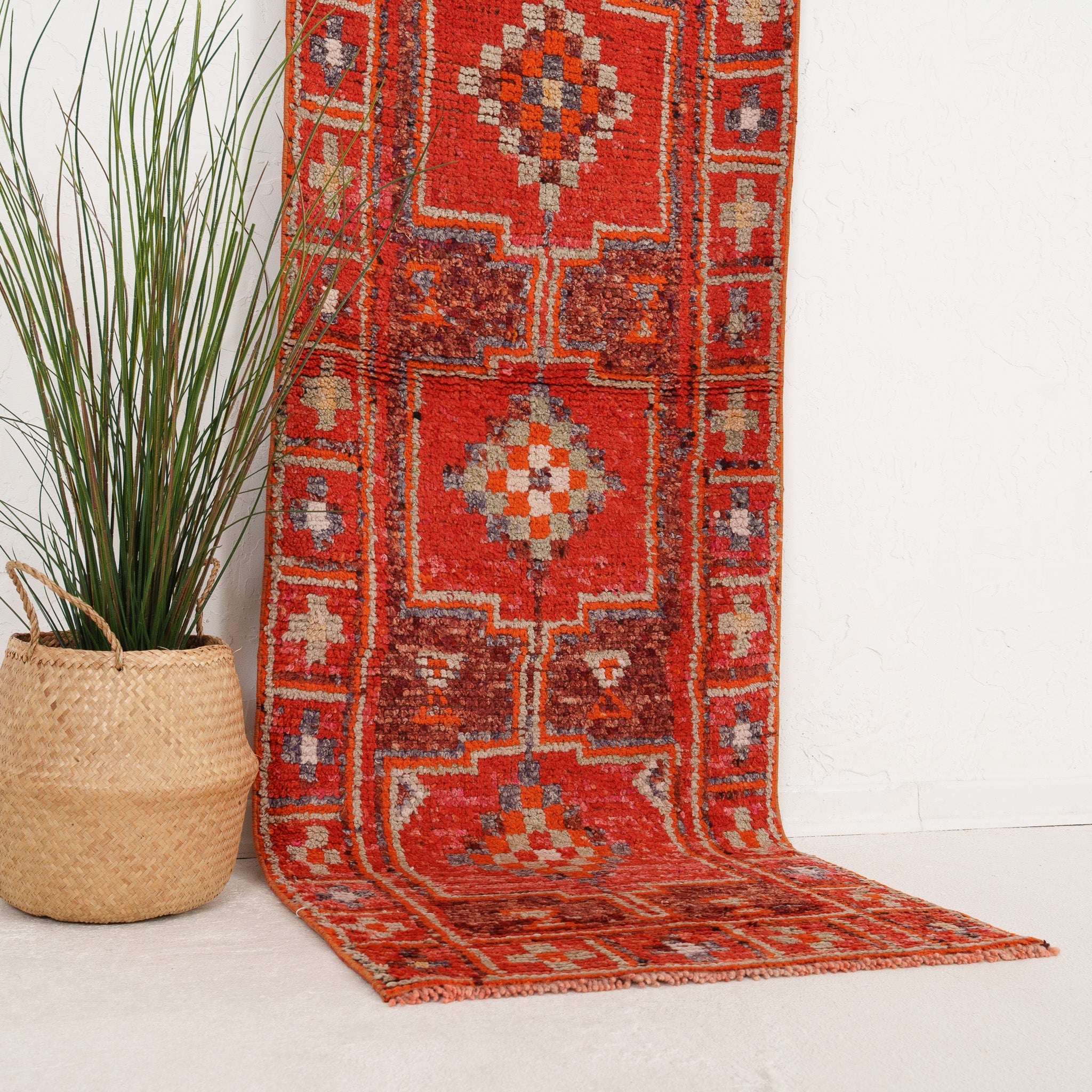 Red and Orange Runner Wool Rug
