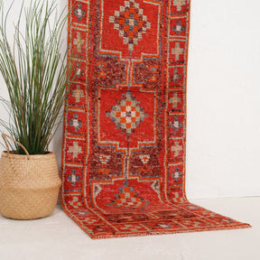 Red and Orange Runner Wool Rug