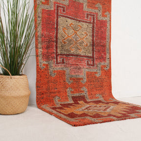 Orange and Red Runner Wool Rug