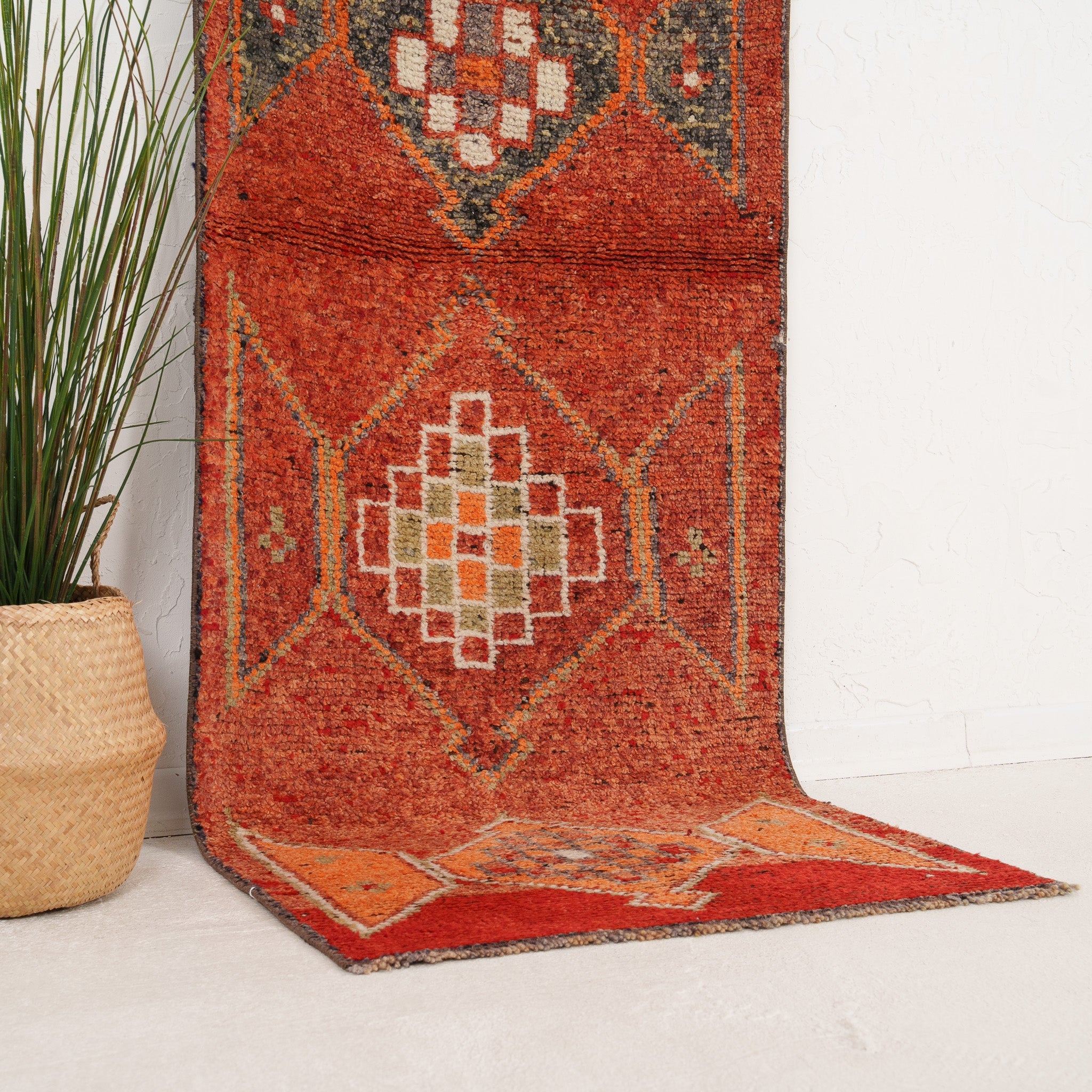 Red and Orange Runner Wool Rug