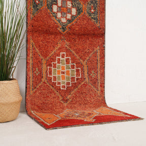 Red and Orange Runner Wool Rug