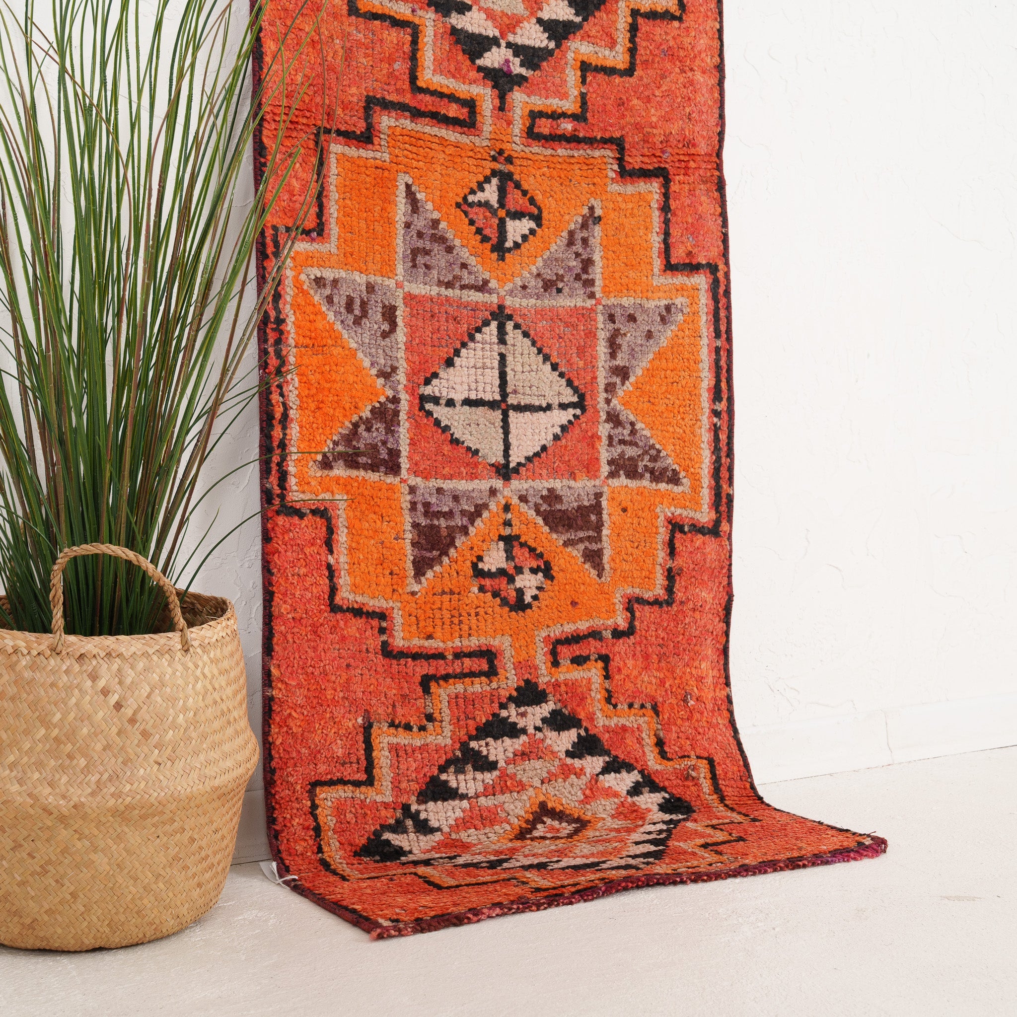 Orange and Beige Area Wool Rug