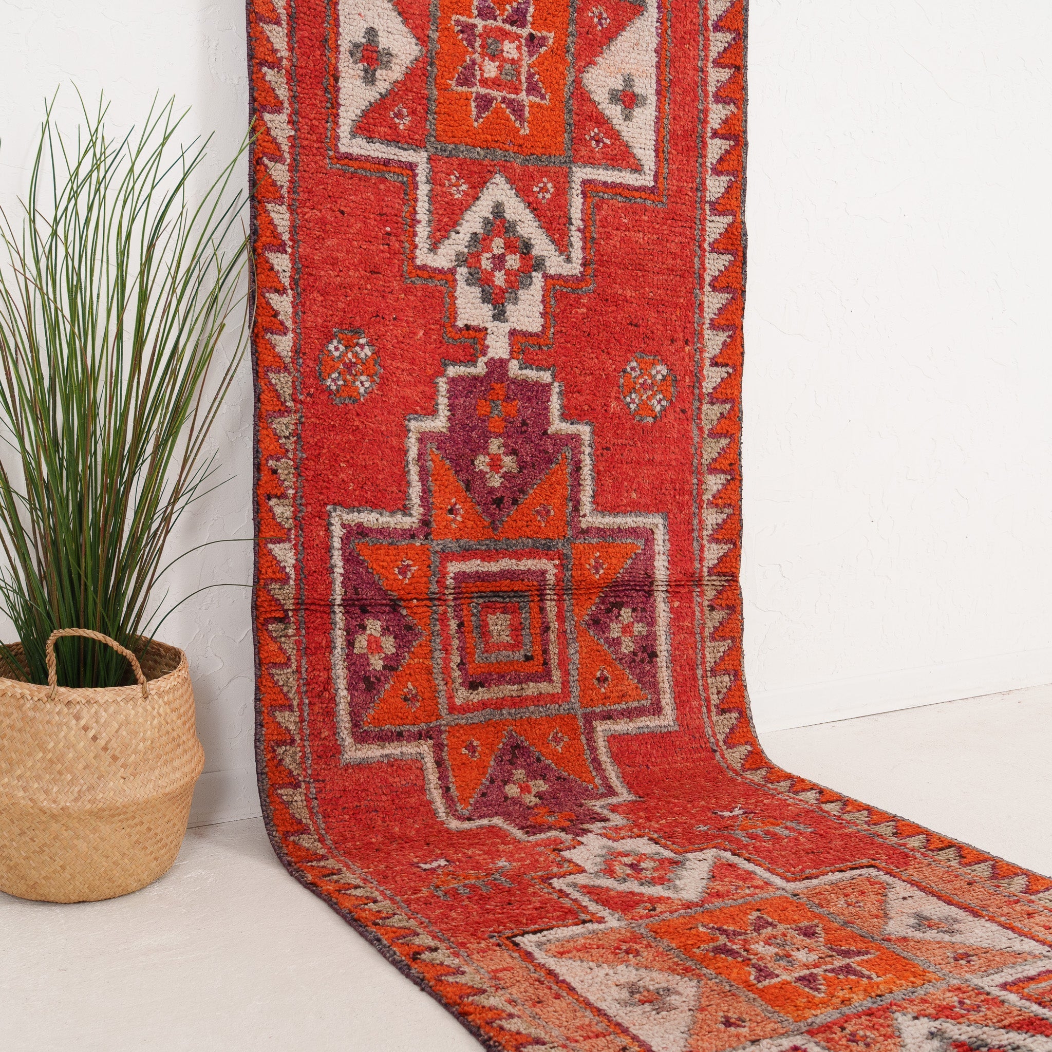 Red and Orange Runner Wool Rug