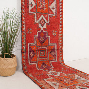 Red and Orange Runner Wool Rug