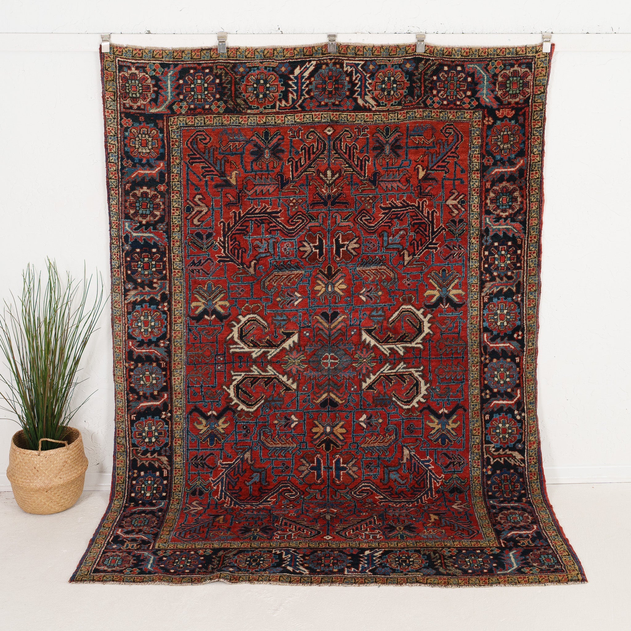 6' x 9' - Vintage Persian Area Rug, Red - Adezza | Kuden Rugs