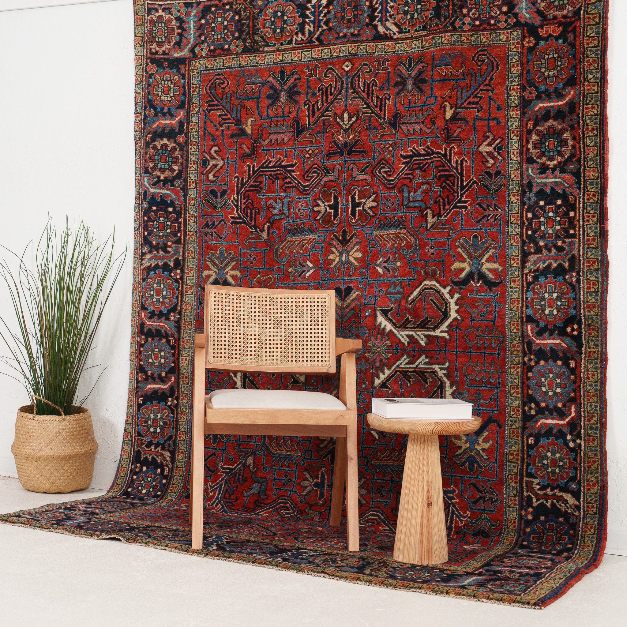 6' x 9' - Vintage Persian Area Rug, Red - Adezza | Kuden Rugs