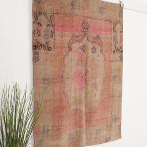 Beige and Pink Area Wool Rug