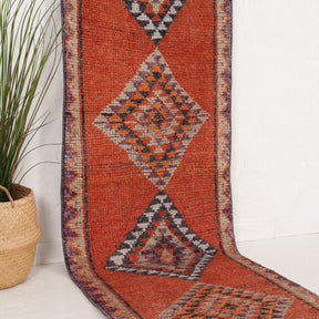 Orange and Gray Runner Wool Rug