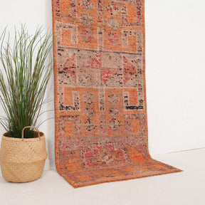 Orange and Beige Runner Wool Rug