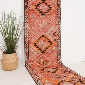 Pink and Orange Runner Wool Rug