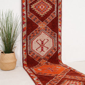 Brown and Orange Runner Wool Rug