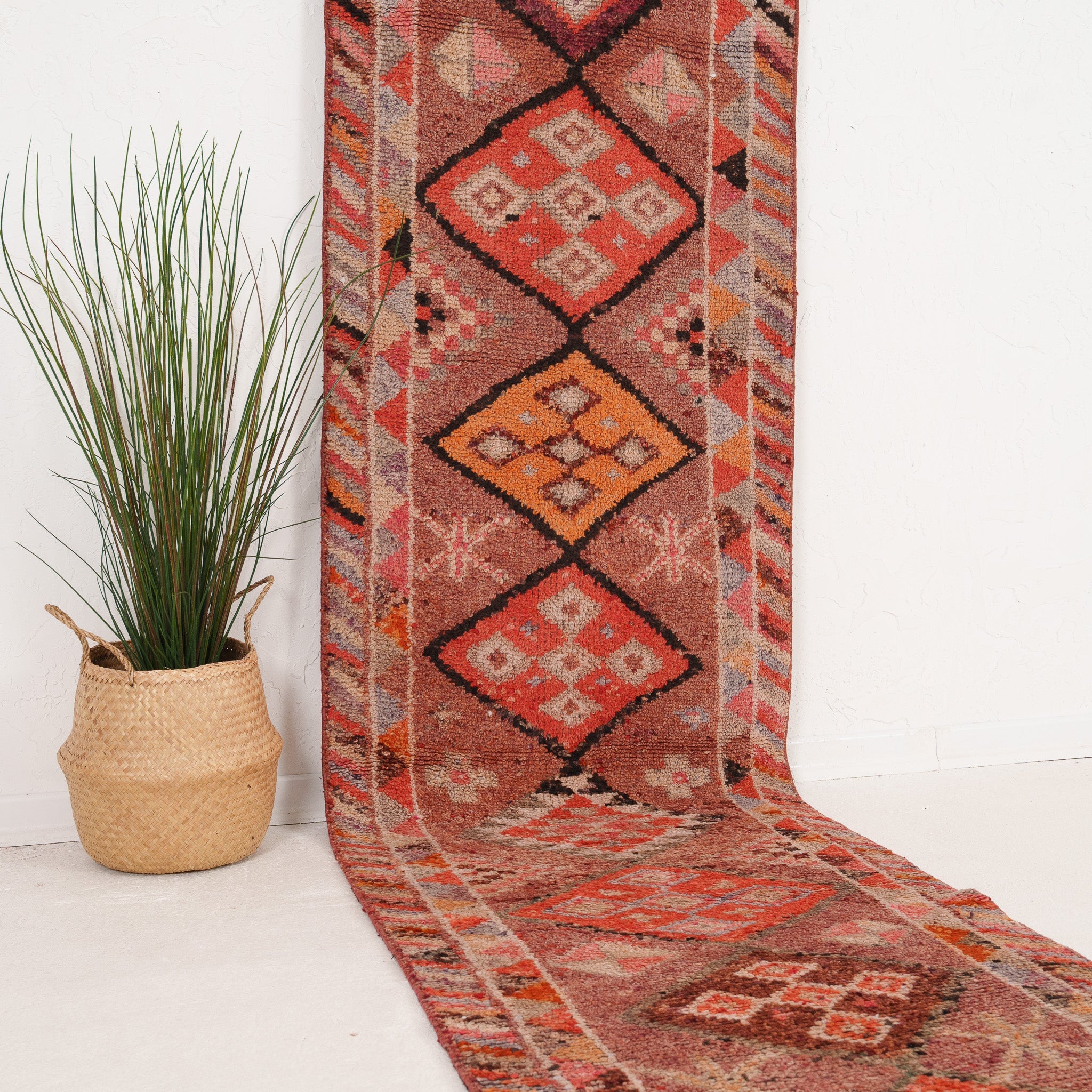 Red and Orange Runner Wool Rug