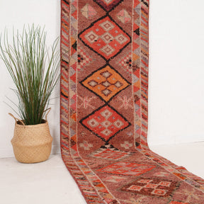 Red and Orange Runner Wool Rug