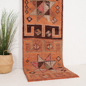 Orange and Brown Runner Wool Rug