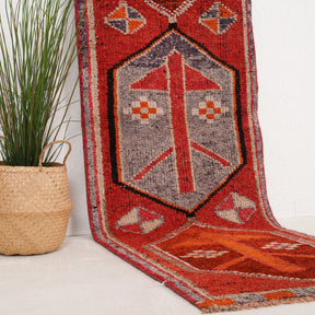 Red and Orange Runner Wool Rug
