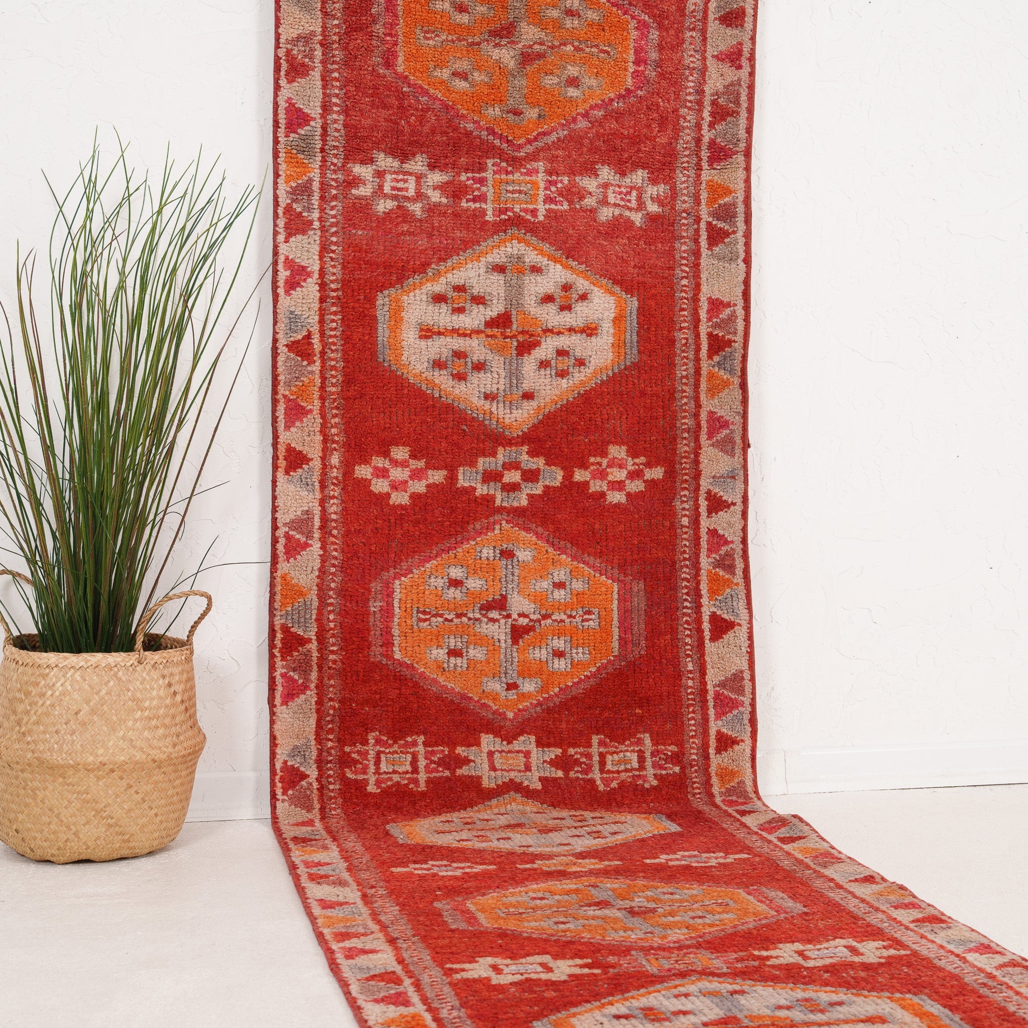 Red and Orange Runner Wool Rug