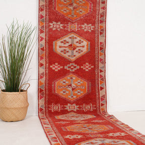Red and Orange Runner Wool Rug