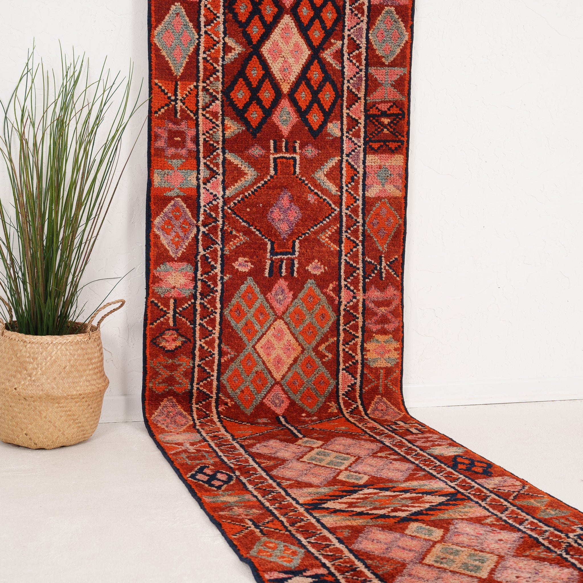 Red and Orange Runner Wool Rug