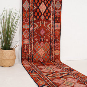 Red and Orange Runner Wool Rug