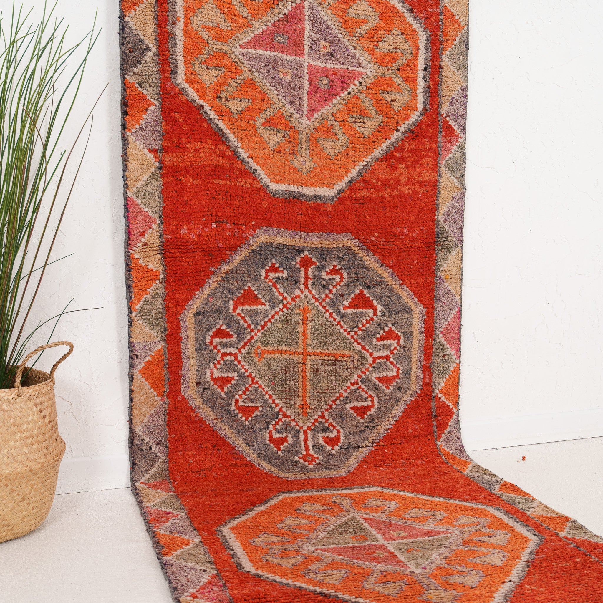 Red and Orange Runner Wool Rug