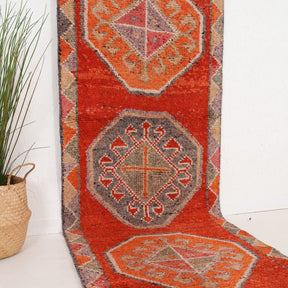 Red and Orange Runner Wool Rug