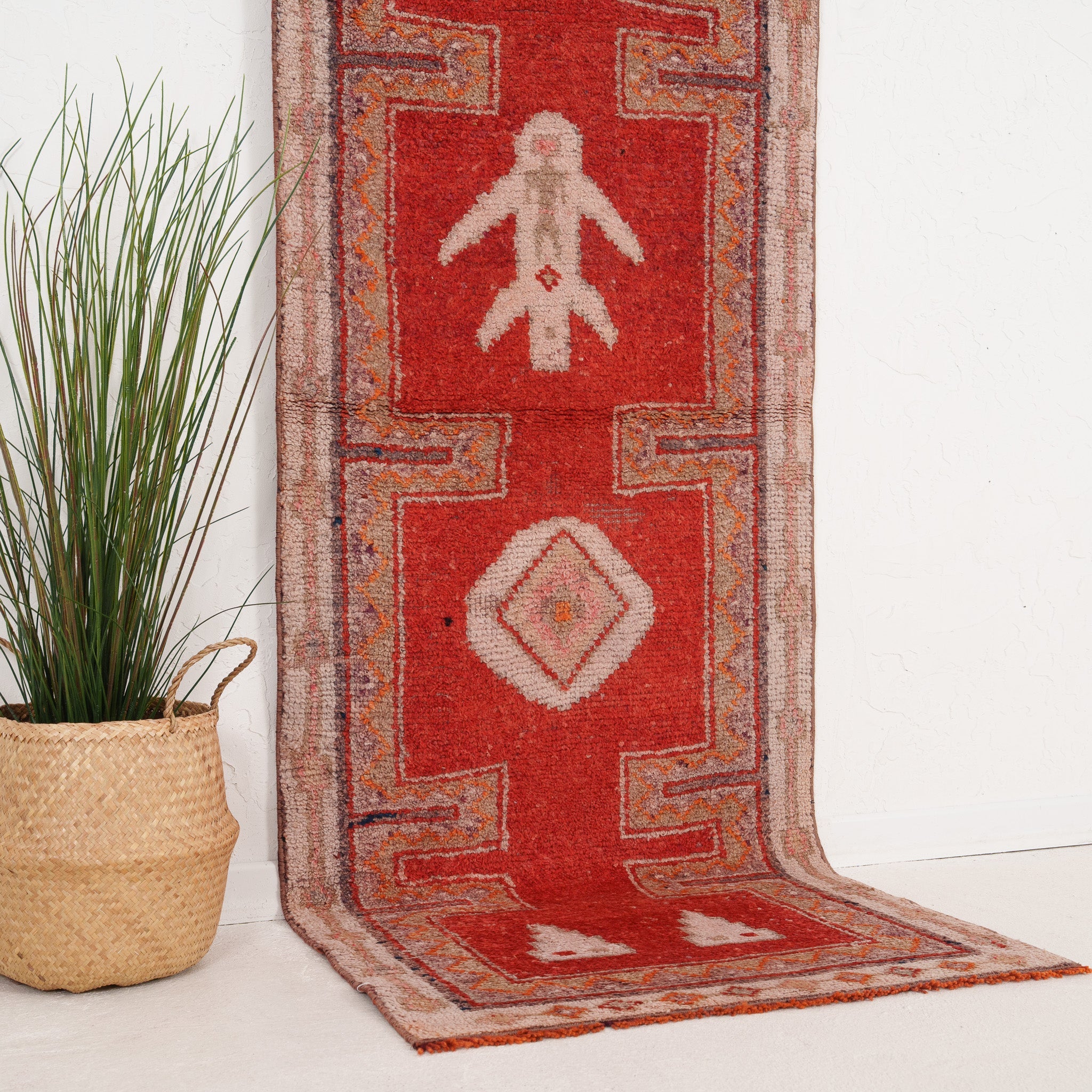 Red and Pink Runner Wool Rug