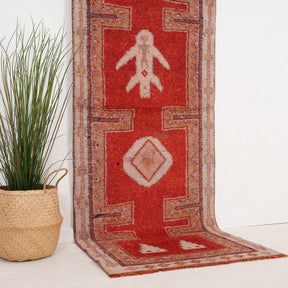 Red and Pink Runner Wool Rug