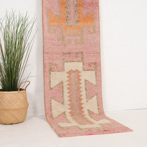 Pink and Orange Runner Wool Rug