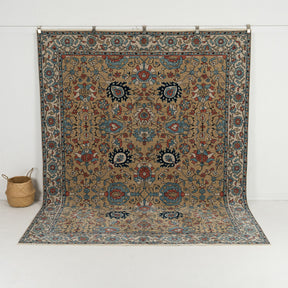 Handmade 8x10 area rug in brown, ideal for a cozy living room, bedroom, dining room, office