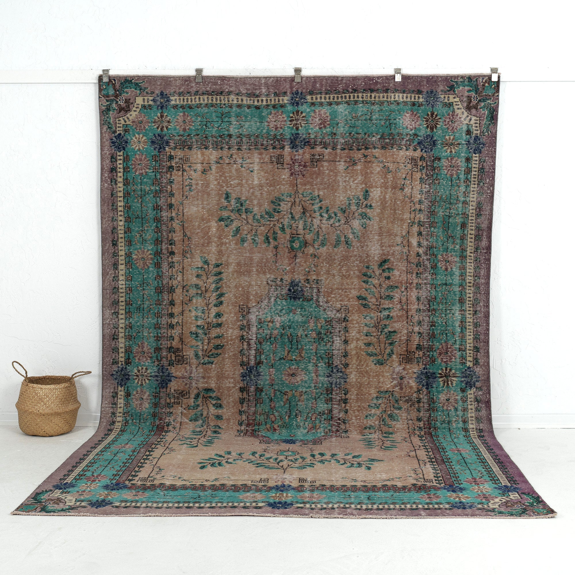 7' x 11' - Vintage Turkish Area Rug, Brown - Soraya | Kuden Rugs