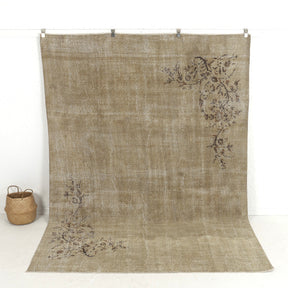 Handmade 7x10 area rug in beige, ideal for a cozy living room, bedroom, entryway, office, kitchen & dining