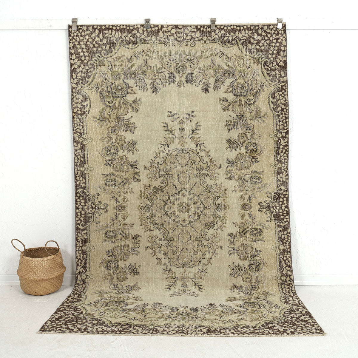 5' x 9' - Vintage Turkish Area Rug, Beige - Cirilyn | Kuden Rugs
