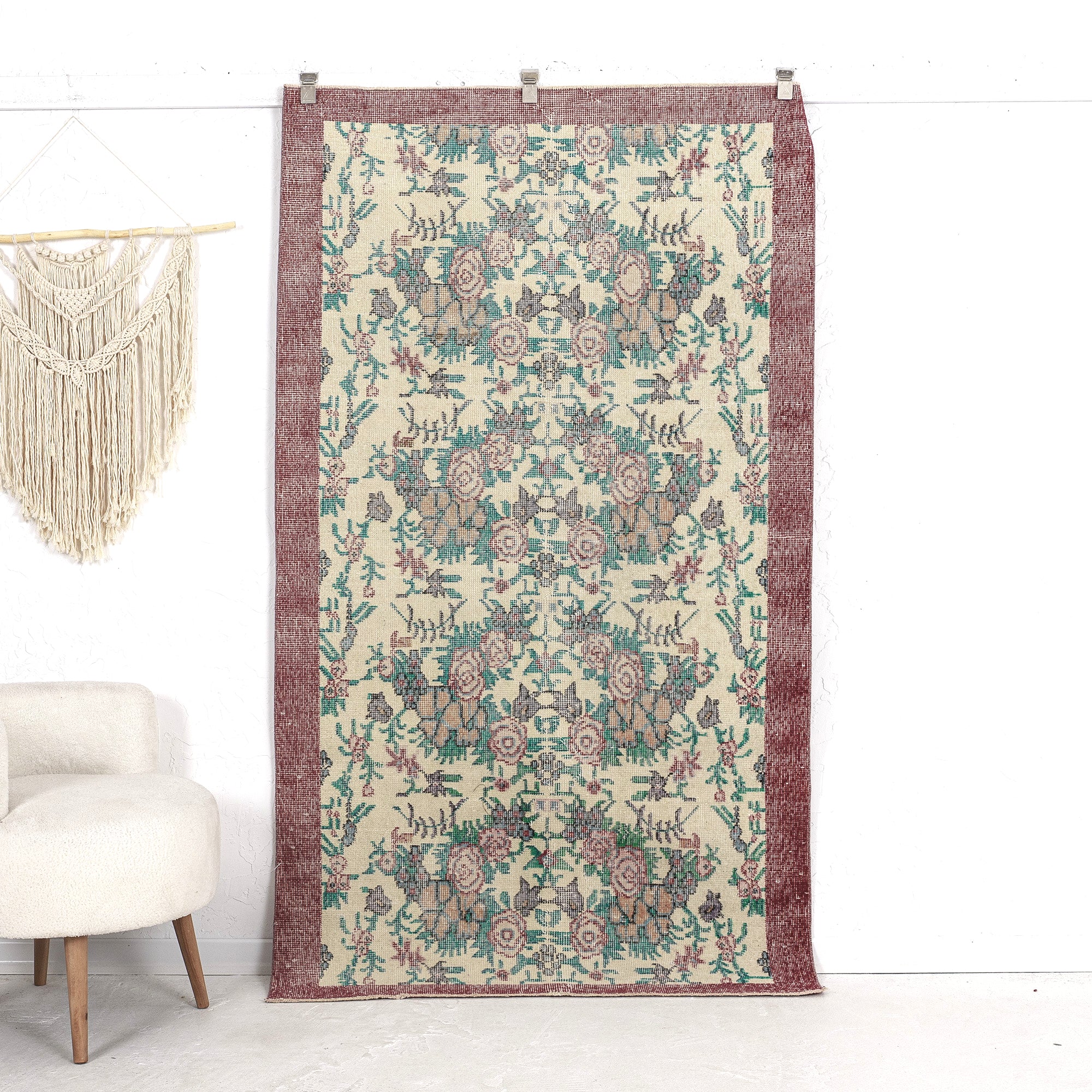 4' x 7' - Vintage Turkish Small Rug, Beige - Libeth | Kuden Rugs