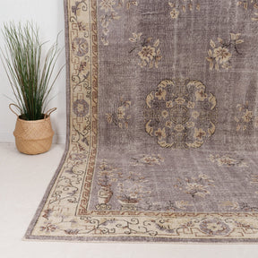 Purple and Beige Area Wool Rug