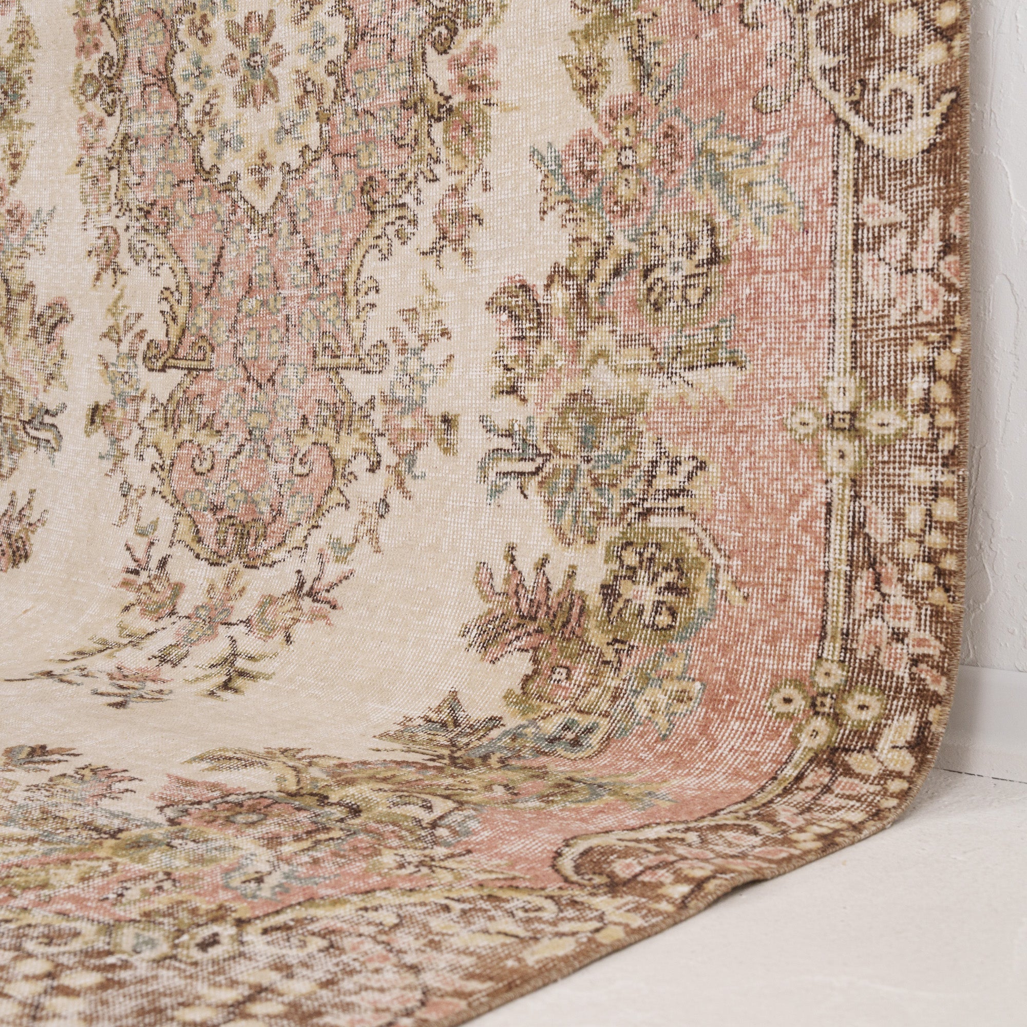 Pink and Beige Area Wool Rug