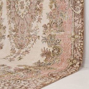 Pink and Beige Area Wool Rug