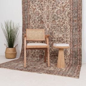 Beige and Red Area Wool Rug