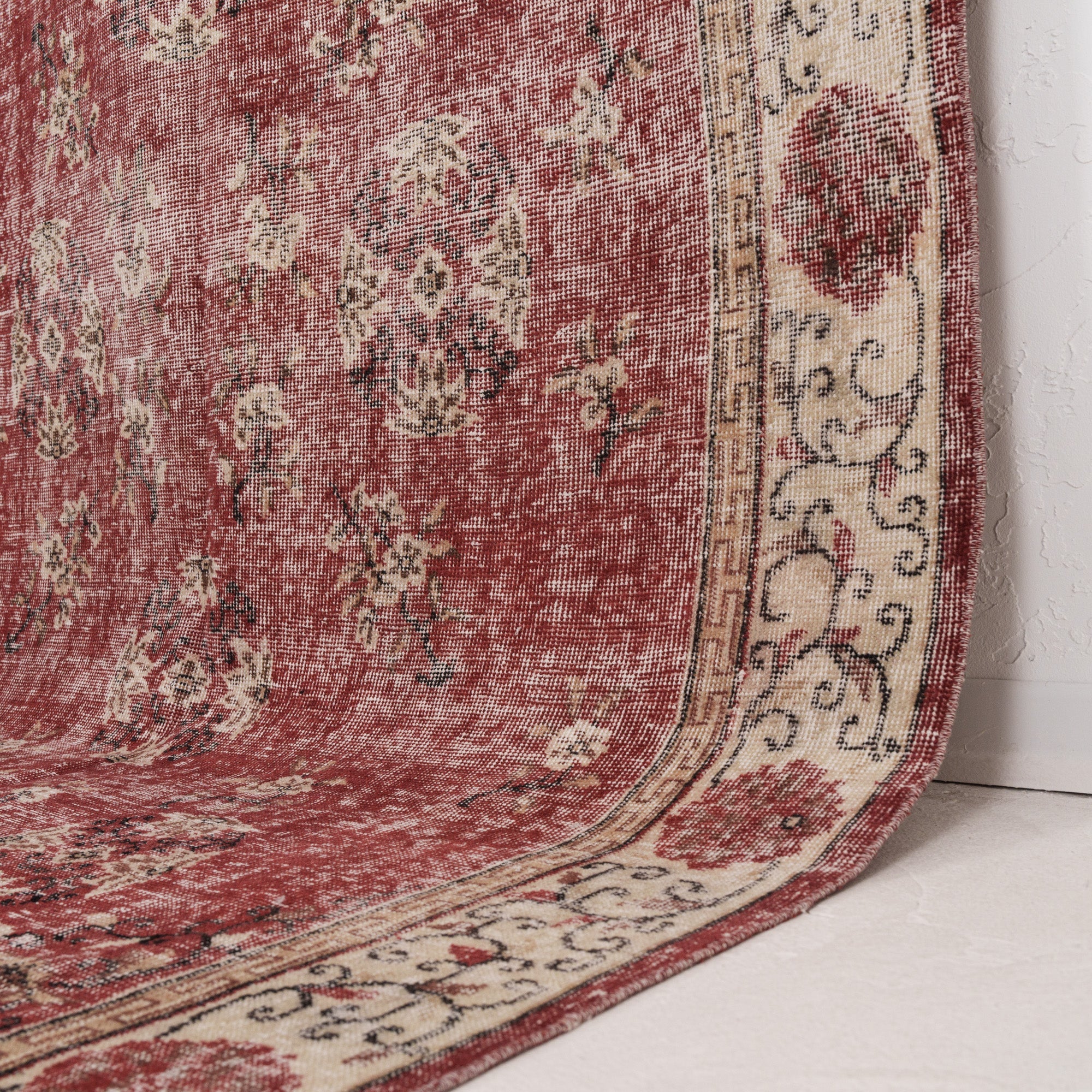 Red and Beige Area Wool Rug